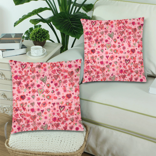 Love Pattern by K.Merske Custom Zippered Pillow Cases 18"x 18" (Twin Sides) (Set of 2)