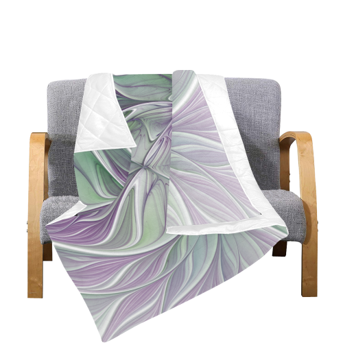 Flower Dream Abstract Purple Sea Green Floral Fractal Art Quilt 70"x80"