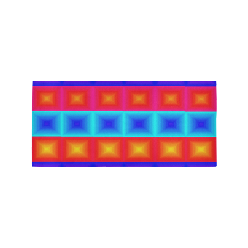 Red yellow blue orange multicolored multiple squares Area Rug 7'x3'3''