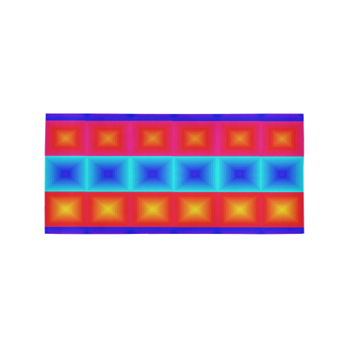 Red yellow blue orange multicolored multiple squares Area Rug 7'x3'3''