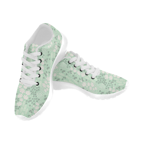 Mint Floral Pattern Kid's Running Shoes (Model 020)