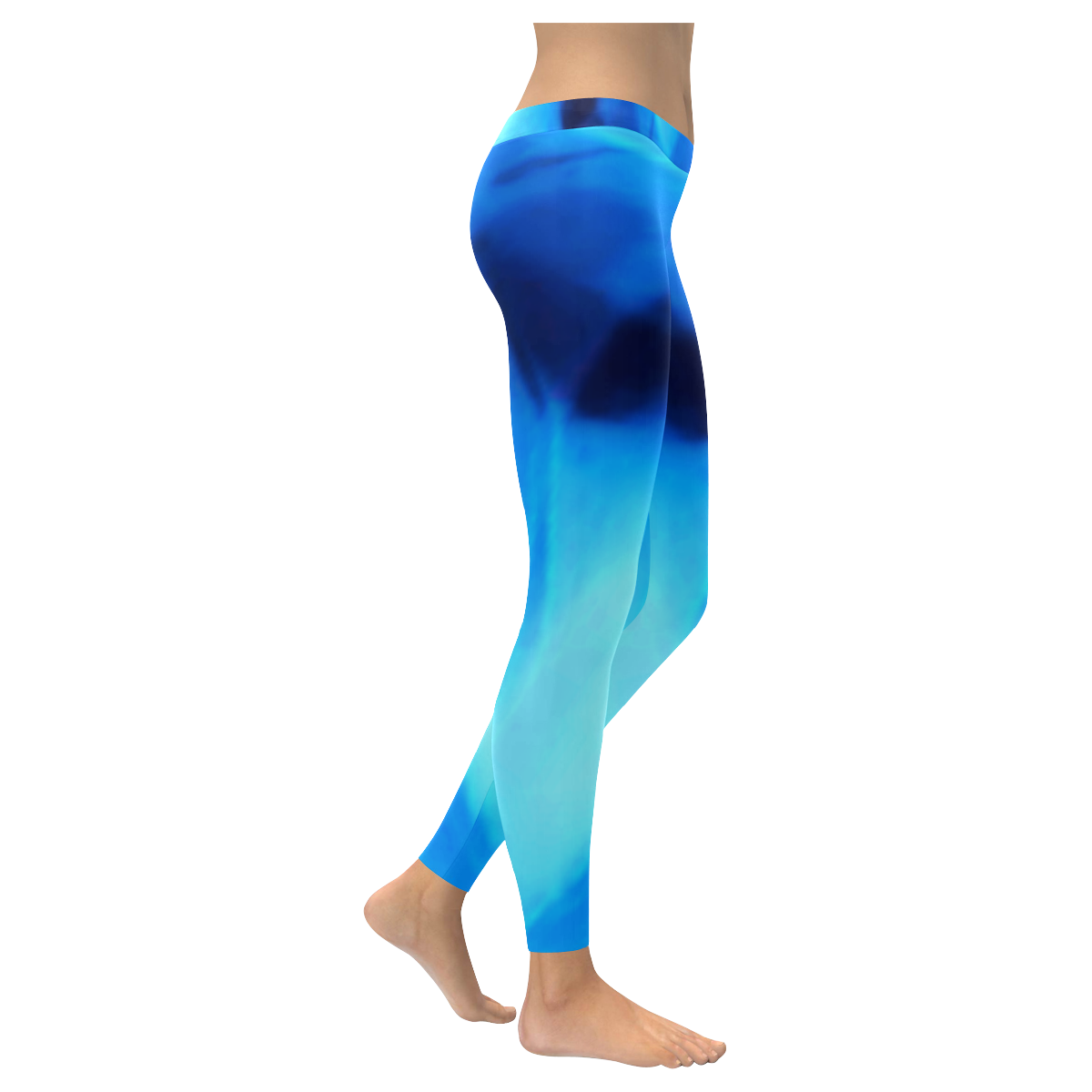 Blue swirl Women's Low Rise Leggings (Invisible Stitch) (Model L05)