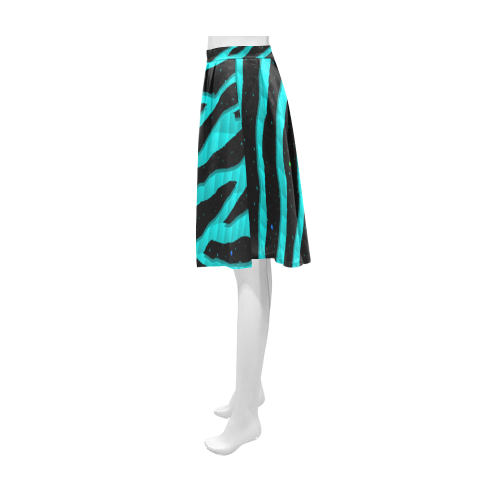 Ripped SpaceTime Stripes - Cyan Athena Women's Short Skirt (Model D15)