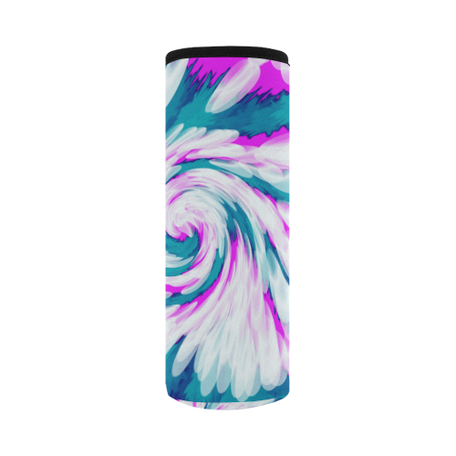 Turquoise Pink Tie Dye Swirl Abstract Neoprene Water Bottle Pouch/Large