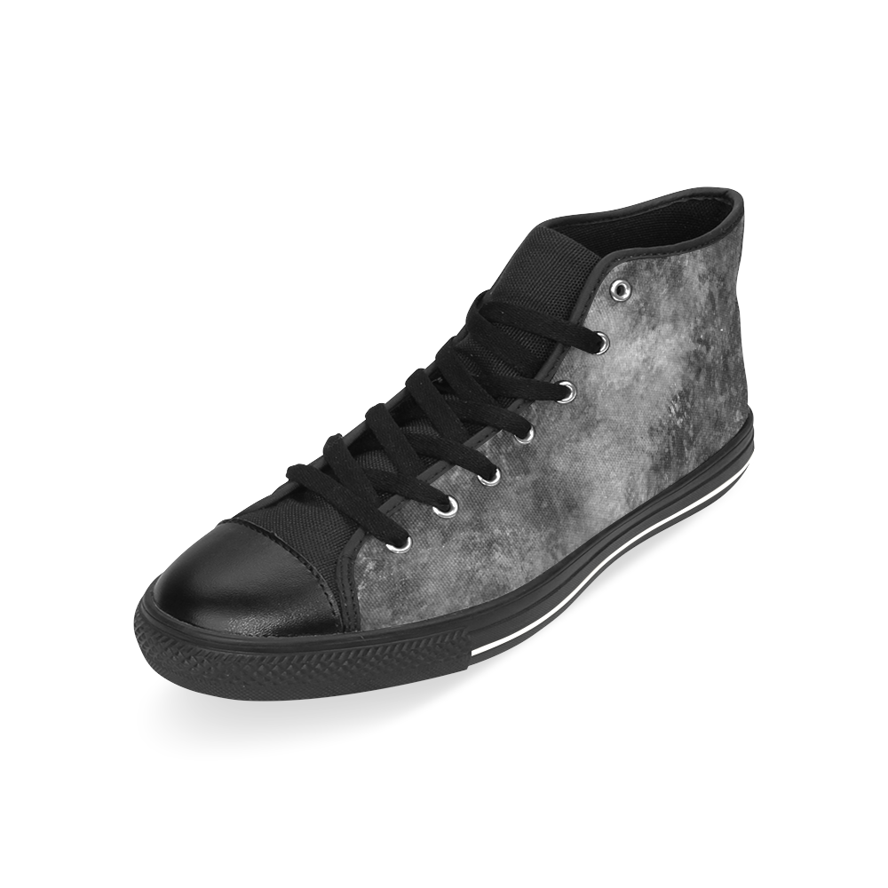 Black Grunge Men’s Classic High Top Canvas Shoes /Large Size (Model 017)