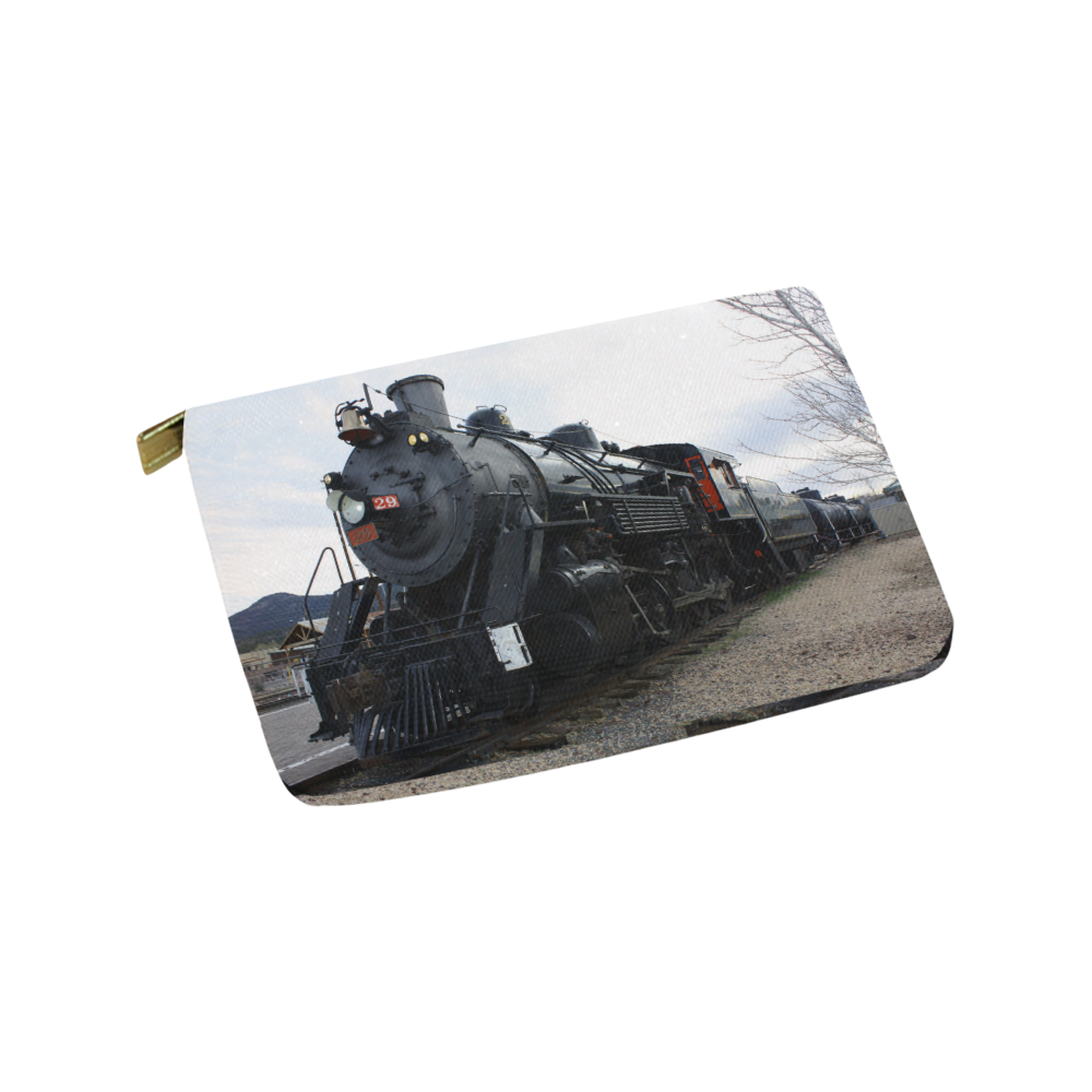 Railroad Vintage Steam Engine on Train Tracks Carry-All Pouch 9.5''x6''