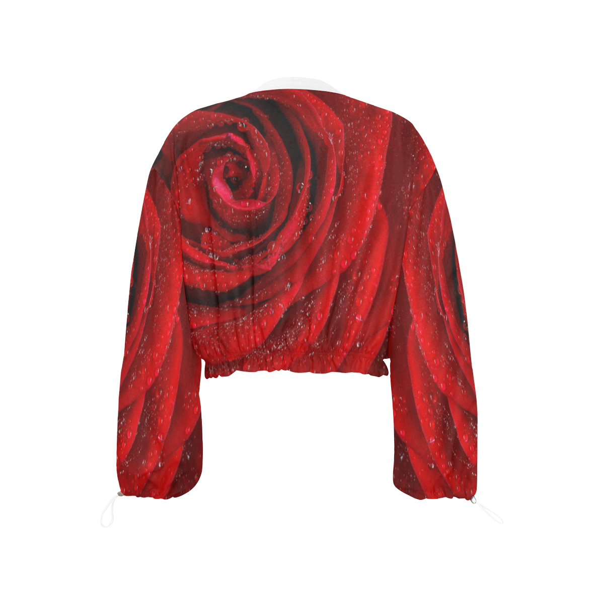 Red rosa Cropped Chiffon Jacket for Women (Model H30)