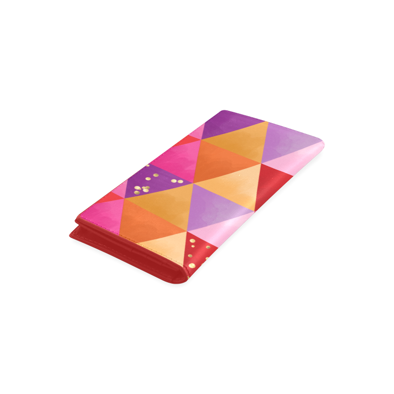Triangle Pattern - Red Purple Pink Orange Yellow Women's Leather Wallet (Model 1611)
