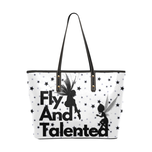 Fly & Talented White Chic Leather Tote Bag (Model 1709)