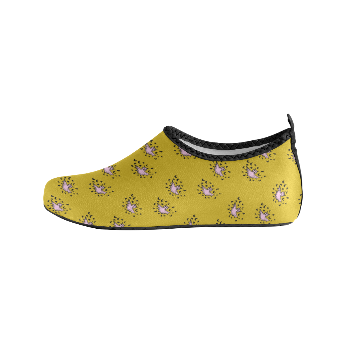 zodiac bat pink yellow Women's Slip-On Water Shoes (Model 056)