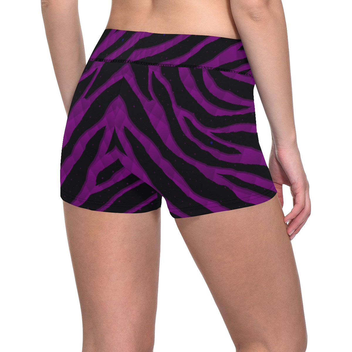 Ripped SpaceTime Stripes - Purple Women's All Over Print Short Leggings (Model L28)