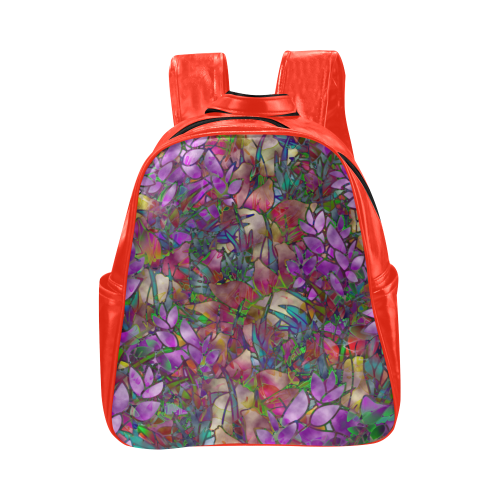 Floral Abstract Stained Glass G175 Multi-Pockets Backpack (Model 1636)