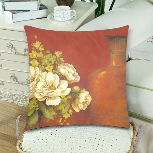 White Roses Custom Zippered Pillow Cases 18"x 18" (Twin Sides) (Set of 2)