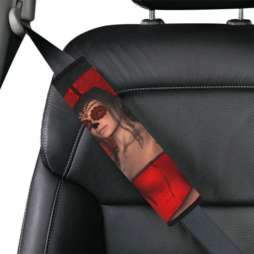 Awesome lady with sugar skull face Car Seat Belt Cover 7''x12.6''