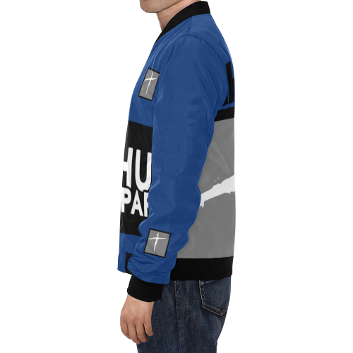 Yah Run Dark Blue All Over Print Bomber Jacket for Men/Large Size (Model H19)