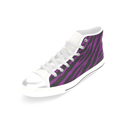 Ripped SpaceTime Stripes - Purple Women's Classic High Top Canvas Shoes (Model 017)