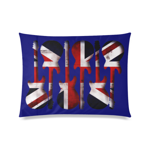 Union Jack British UK Flag Guitars Blue Custom Zippered Pillow Case 20"x26"(Twin Sides)