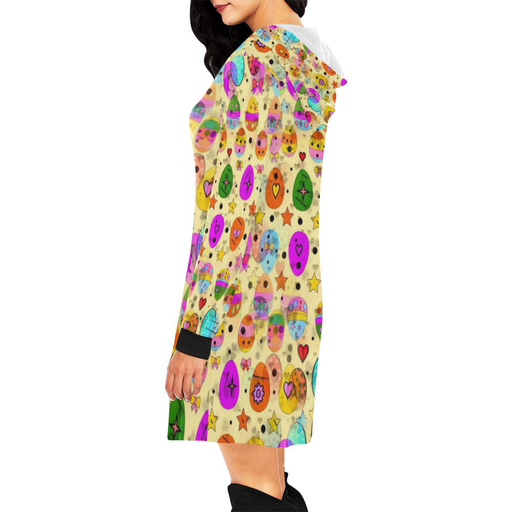 Egg Popart by Nico Bielow All Over Print Hoodie Mini Dress (Model H27)
