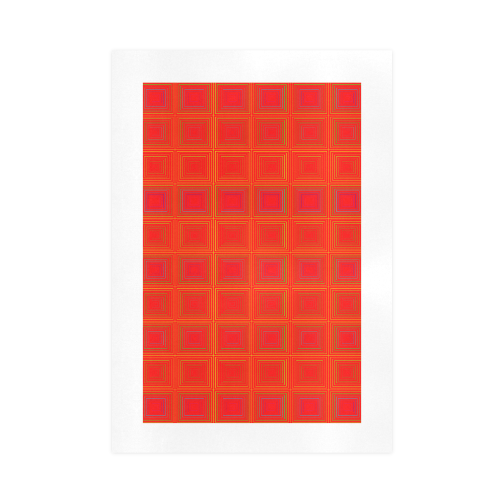Red orange multicolored multiple squares Art Print 16‘’x23‘’