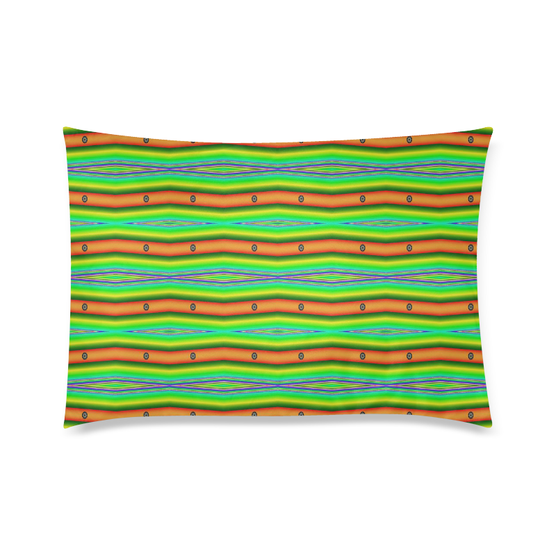 Bright Green Orange Stripes Pattern Abstract Custom Zippered Pillow Case 20"x30" (one side)