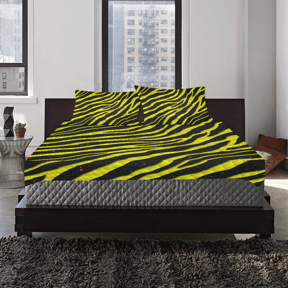 Ripped SpaceTime Stripes - Yellow 3-Piece Bedding Set