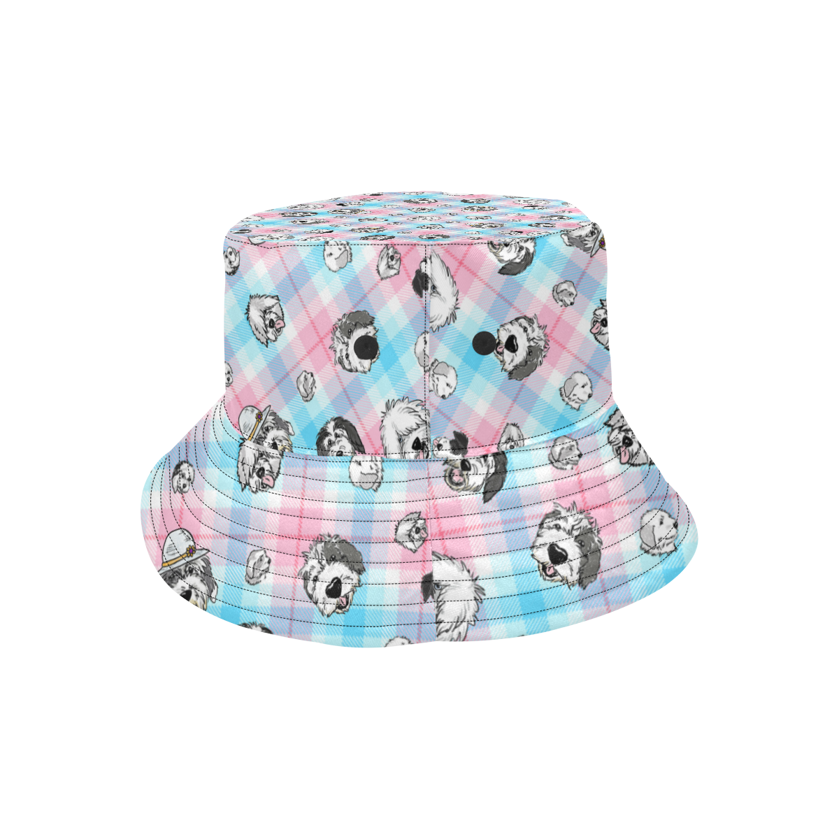 pink and blue plaid  SHEEPIEs All Over Print Bucket Hat