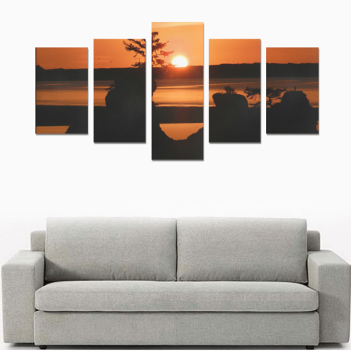 three rocks sunset Canvas Print Sets C (No Frame)