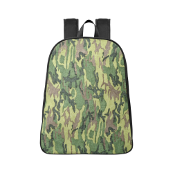 Military Camo Green Woodland Camouflage Fabric School Backpack (Model 1682) (Large)
