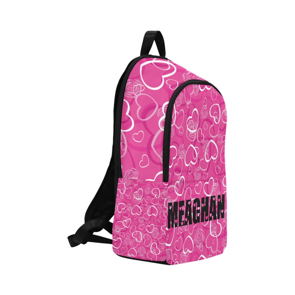 Meaghan heart background pink Fabric Backpack for Adult (Model 1659)