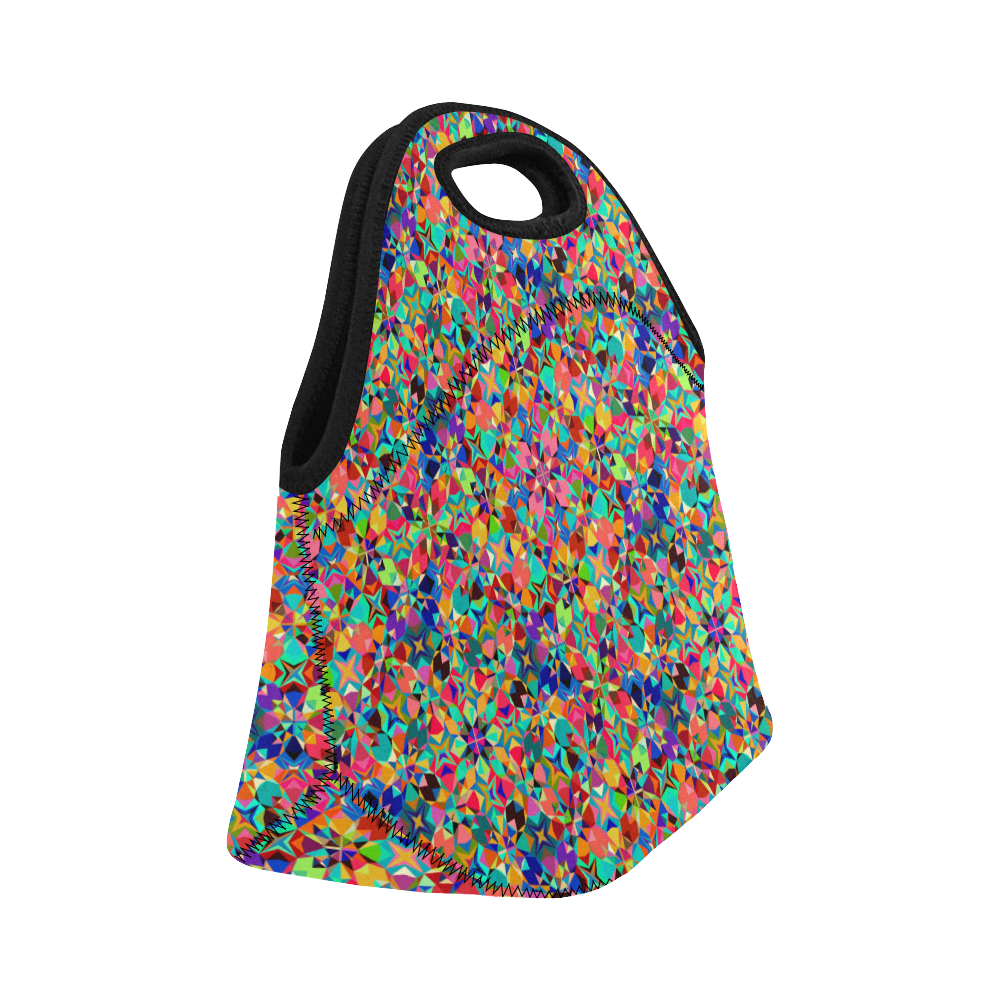 Multicolored Geometric Pattern Neoprene Lunch Bag/Small (Model 1669)