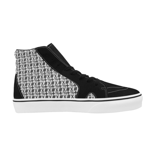 NUMBERS Collection Symbols White/Black Men's High Top Skateboarding Shoes (Model E001-1)