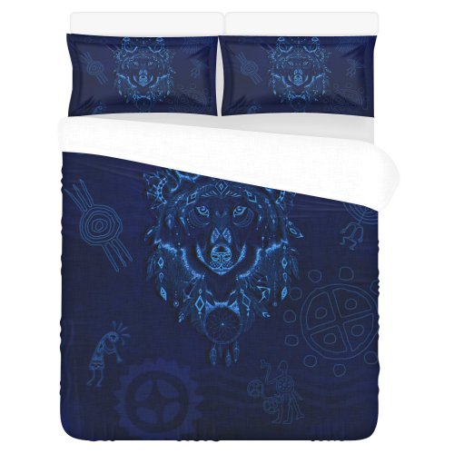 Blue Wolf 3-Piece Bedding Set