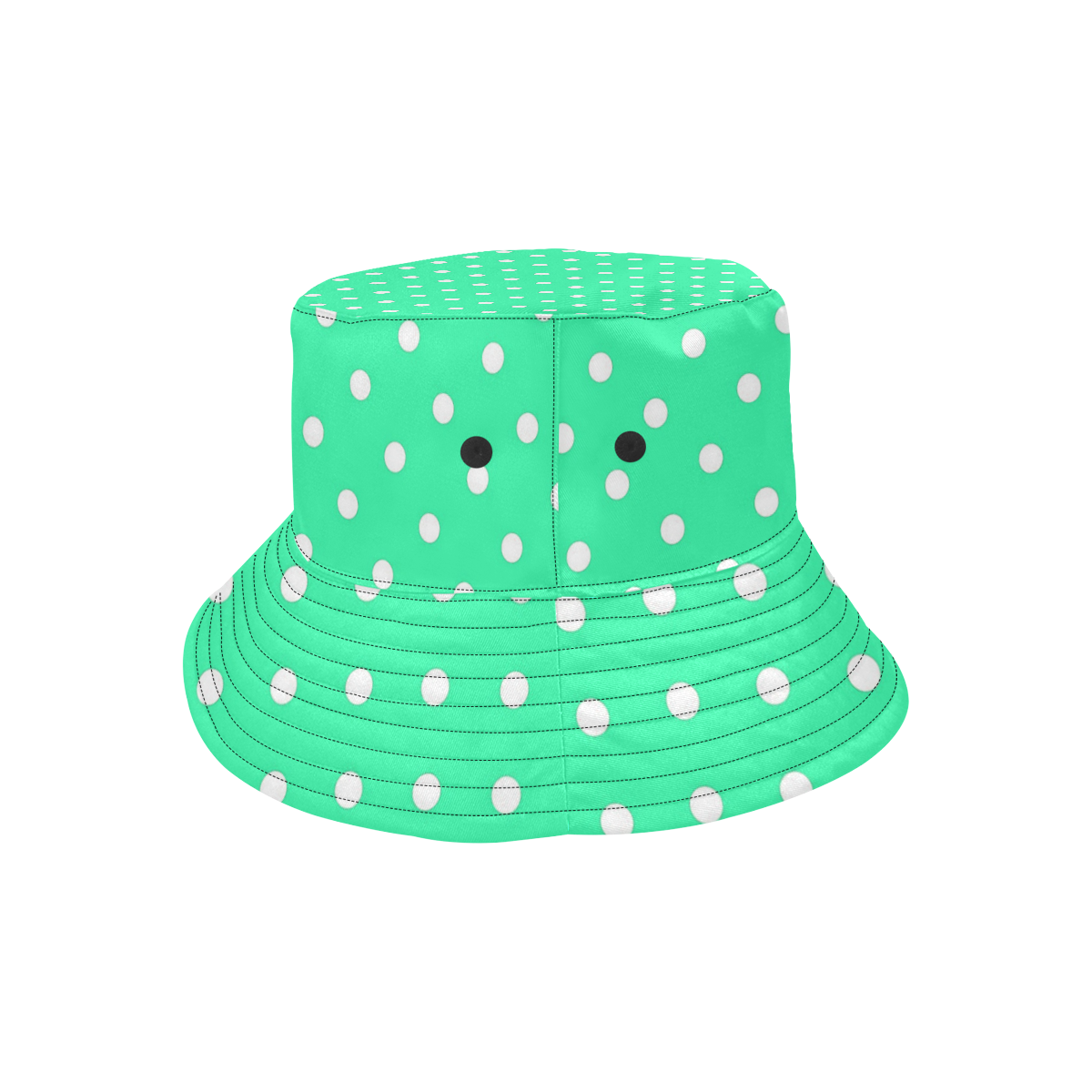 Mint Green White Dots All Over Print Bucket Hat
