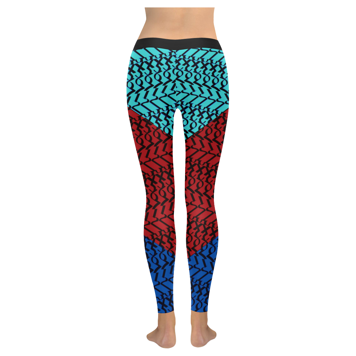 NUMBERS Collection 1234567 Slate Multi color Women's Low Rise Leggings (Invisible Stitch) (Model L05)