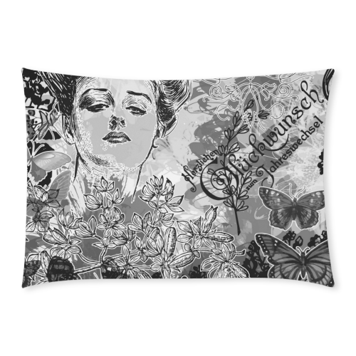 Lady and butterflies Custom Rectangle Pillow Case 20x30 (One Side)
