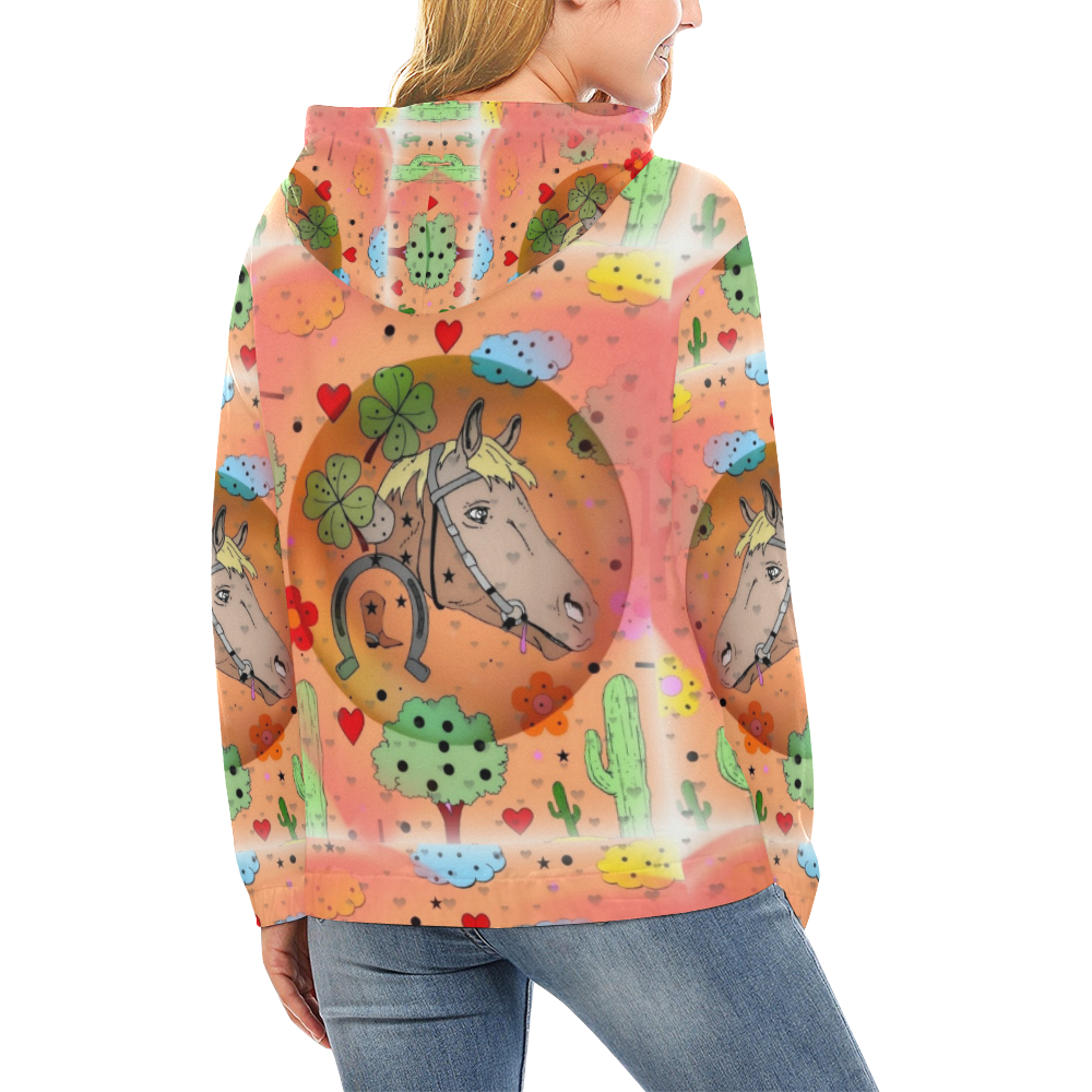 Horse Popart by Nico Bielow All Over Print Hoodie for Women (USA Size) (Model H13)
