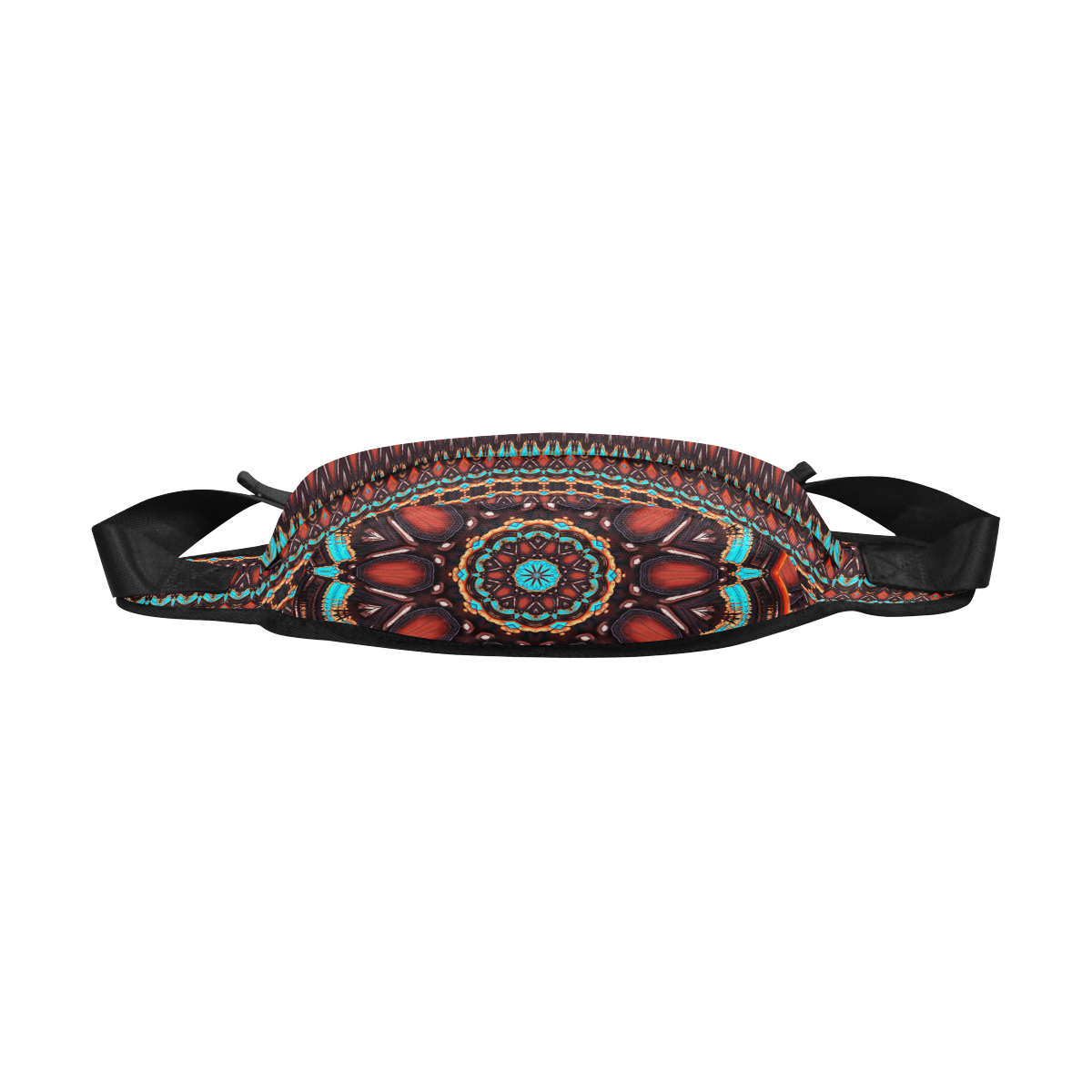 K172 Wood and Turquoise Abstract Pattern Fanny Pack/Large (Model 1676)