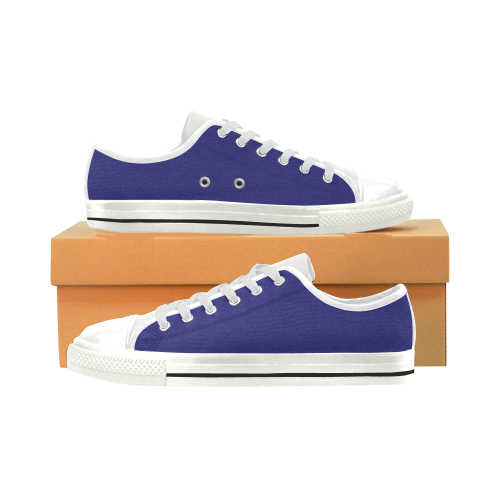color midnight blue Low Top Canvas Shoes for Kid (Model 018)