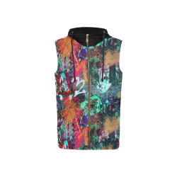 Graffiti Wall and Paint Splatter (Vest Style) All Over Print Sleeveless Zip Up Hoodie for Women (Model H16)