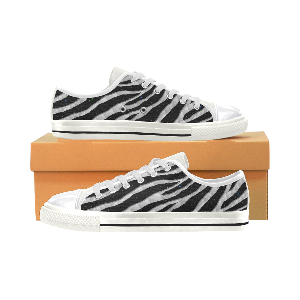 Ripped SpaceTime Stripes - White Women's Classic Canvas Shoes (Model 018)