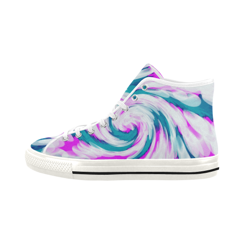 Turquoise Pink Tie Dye Swirl Abstract Vancouver H Women's Canvas Shoes (1013-1)