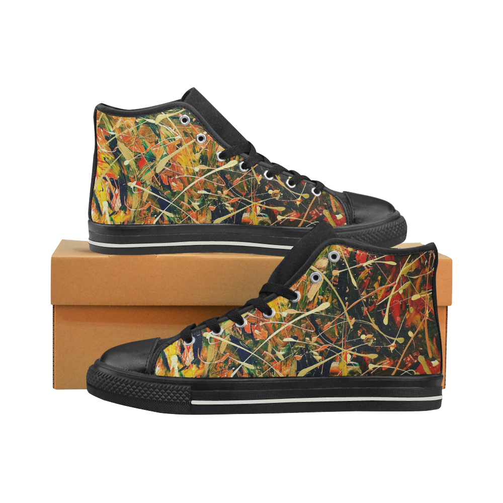 Gold Women's Classic High Top Canvas Shoes (Model 017)