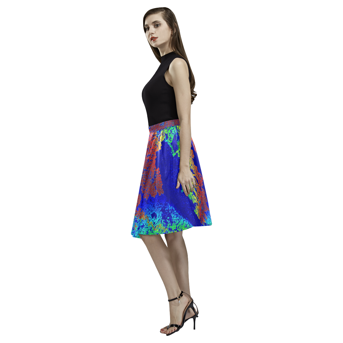 Blues Melete Pleated Midi Skirt (Model D15)