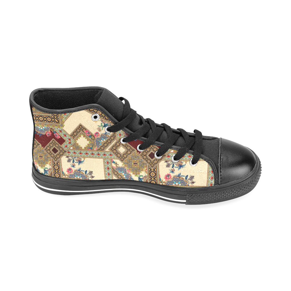 Luxury Abstract Design Men’s Classic High Top Canvas Shoes /Large Size (Model 017)