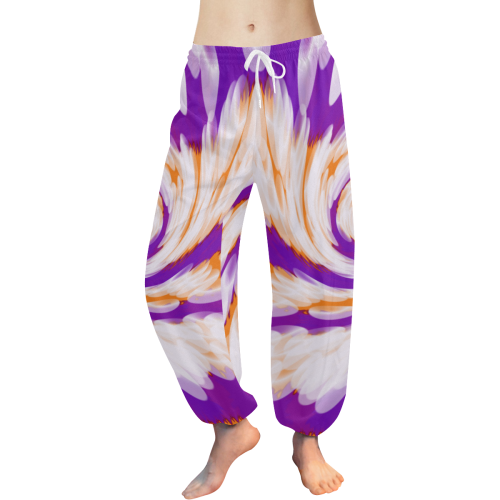 Purple Orange Tie Dye Swirl Abstract Women's All Over Print Harem Pants (Model L18)