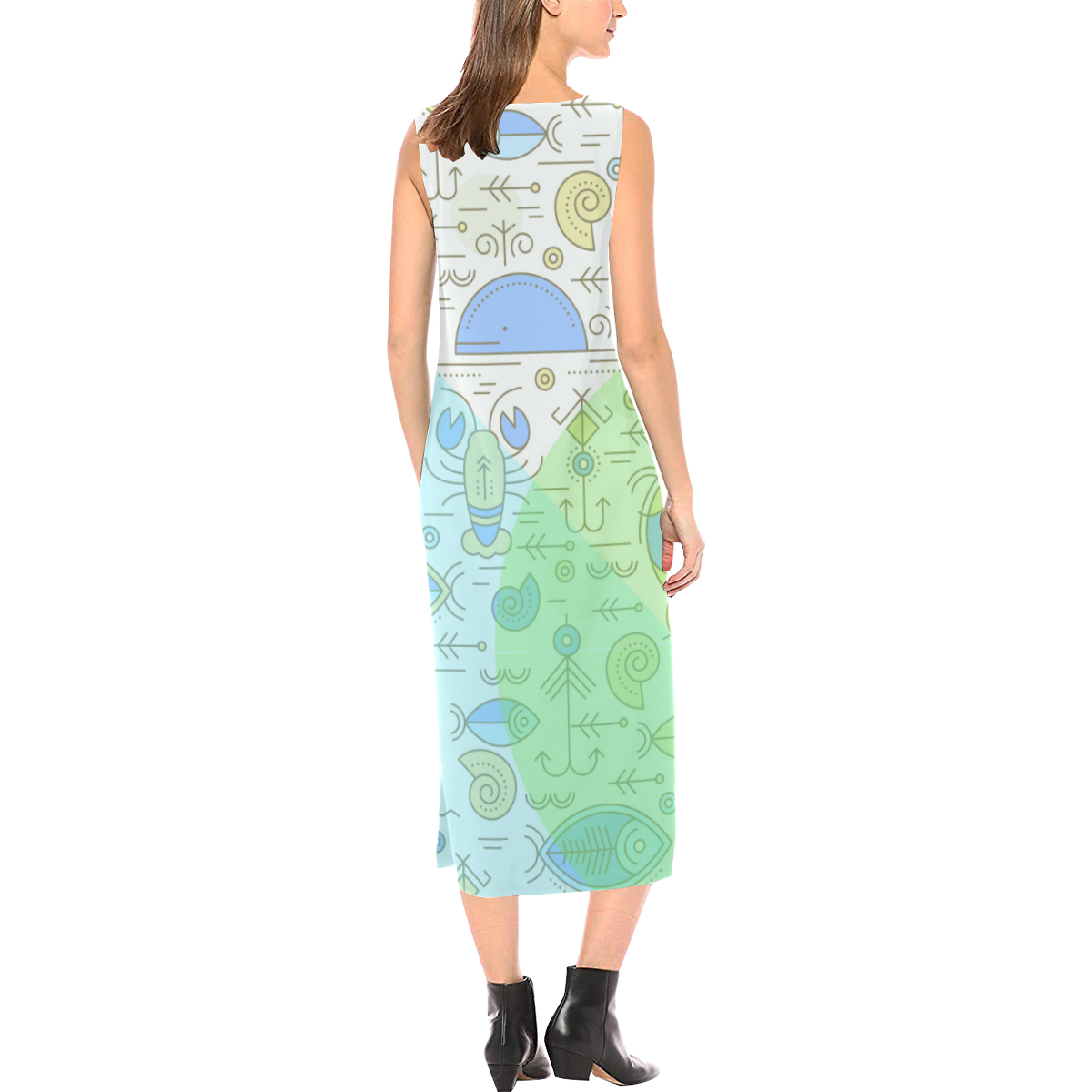 Nautikal Phaedra Sleeveless Open Fork Long Dress (Model D08)
