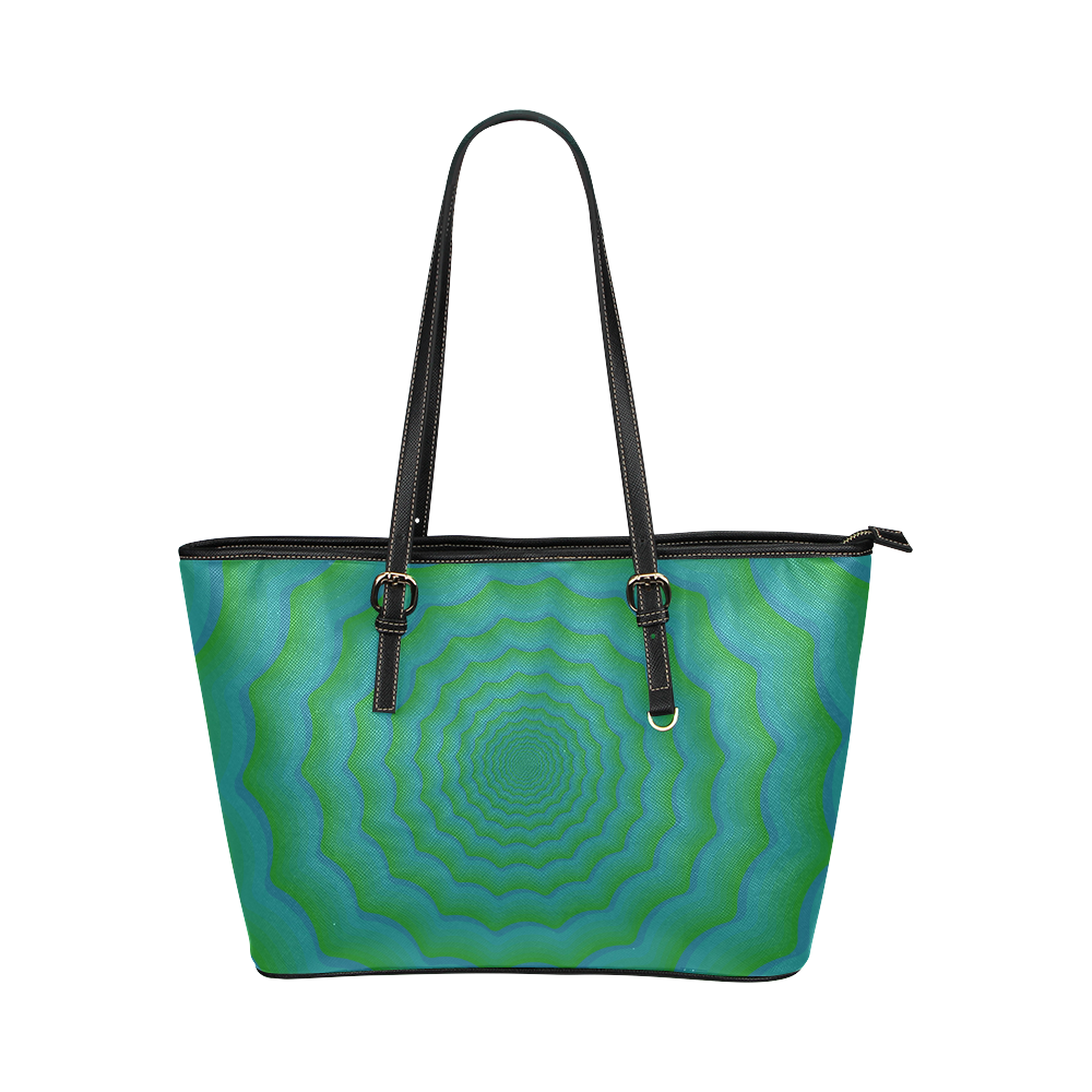 Green vortex Leather Tote Bag/Large (Model 1651)