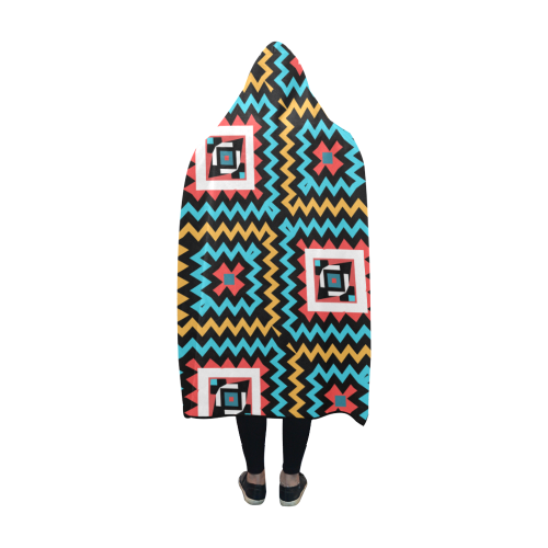 Shapes on a black background Hooded Blanket 60''x50''