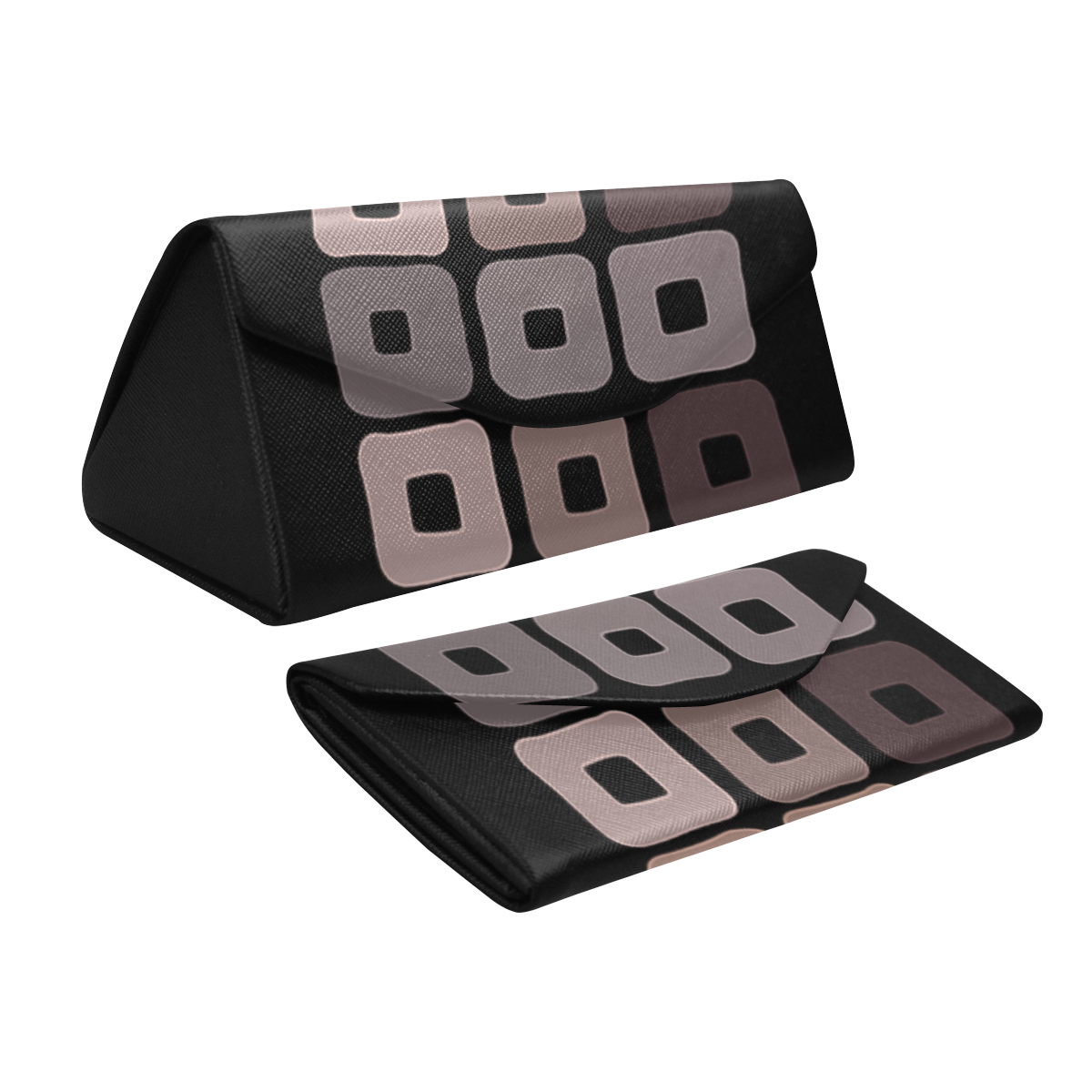 All shades of coffee - Brown squared pattern. Custom Foldable Glasses Case