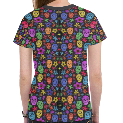 Skull Pattern by K.Merske New All Over Print T-shirt for Women (Model T45)